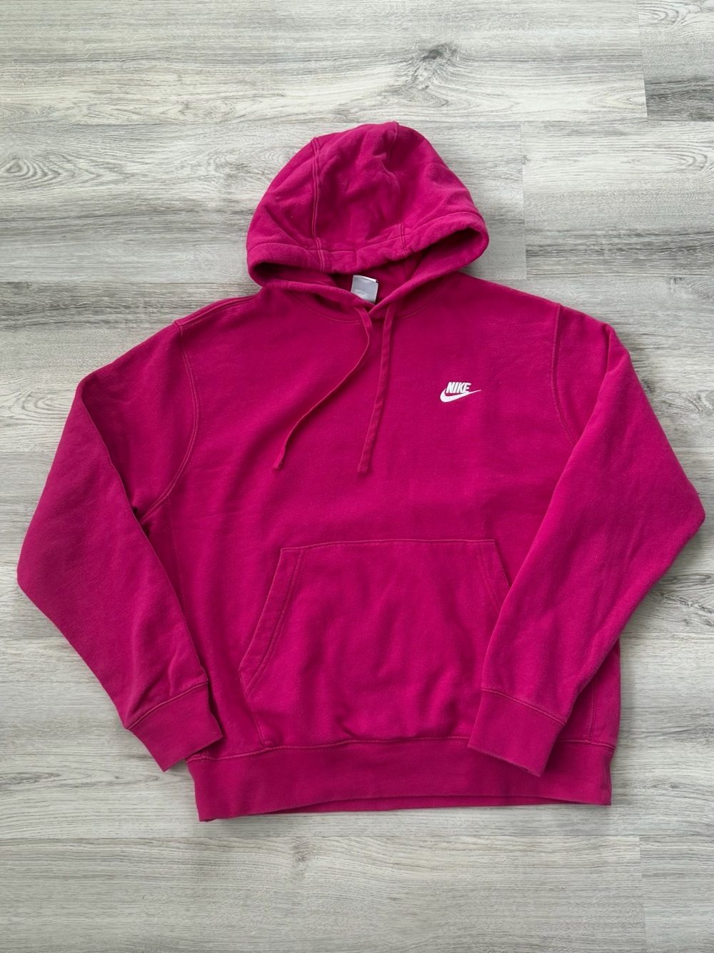 Nike Men's Hot Pink Crewneck Hoodie with White Logo